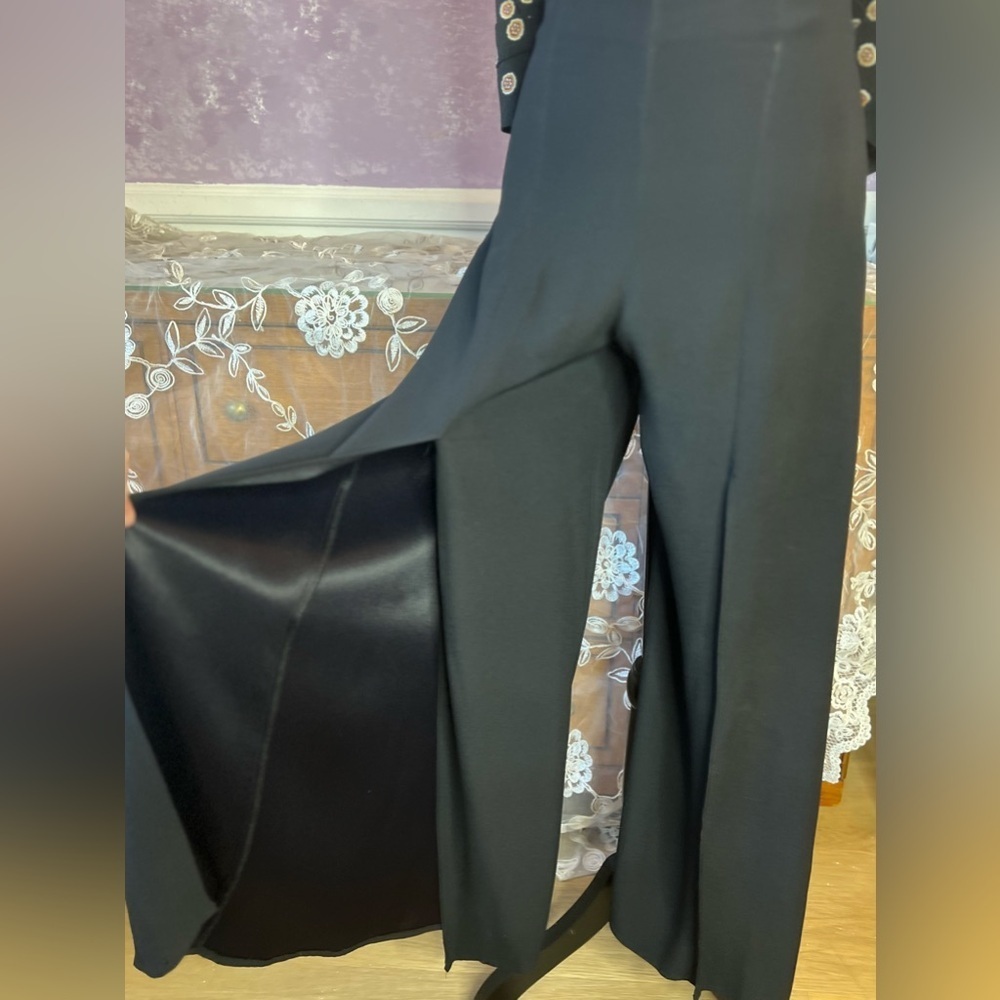 Tina Hagen SzS Midnight Black Wide Leg Front Slit Pants